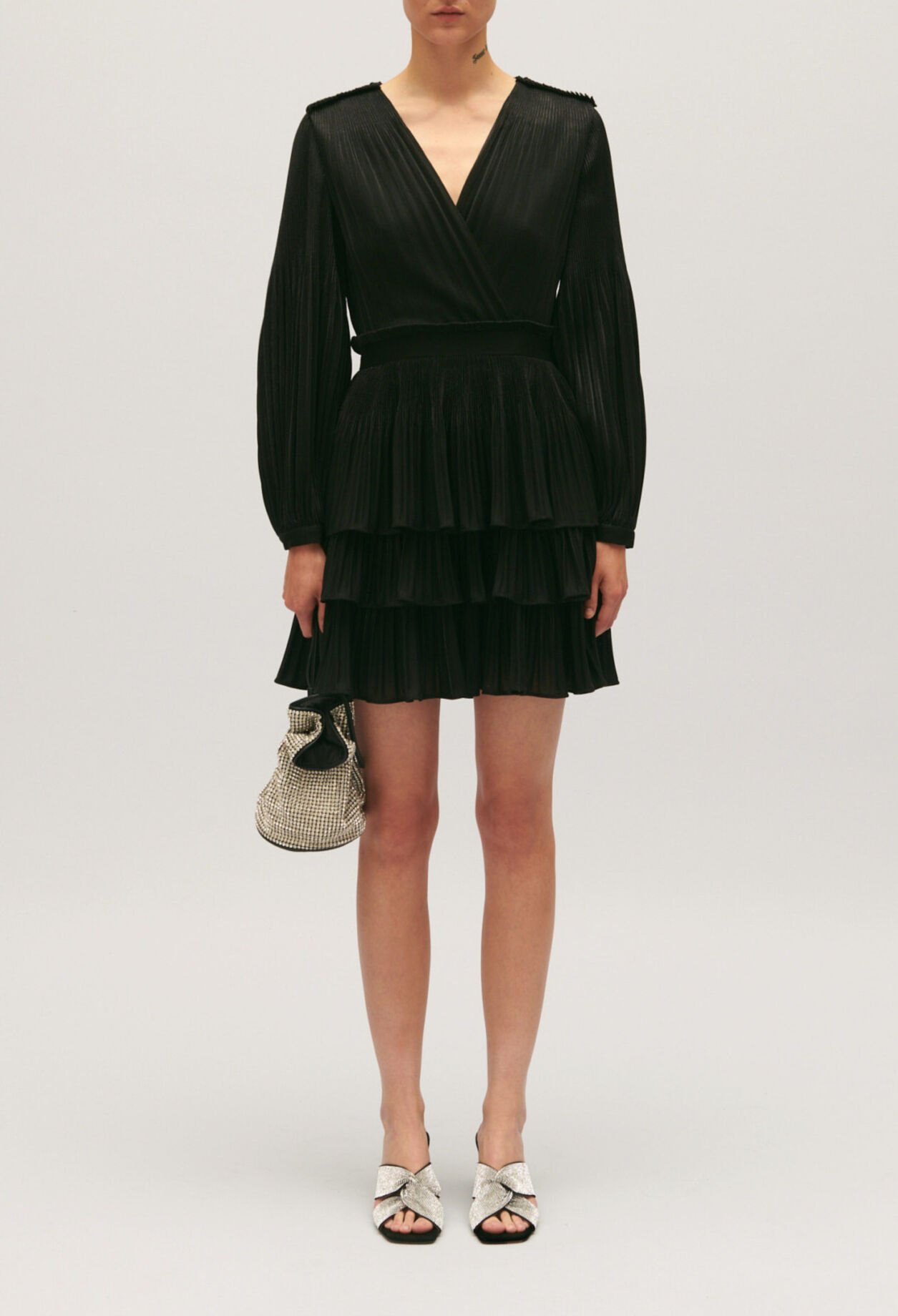 Short black pleated dress