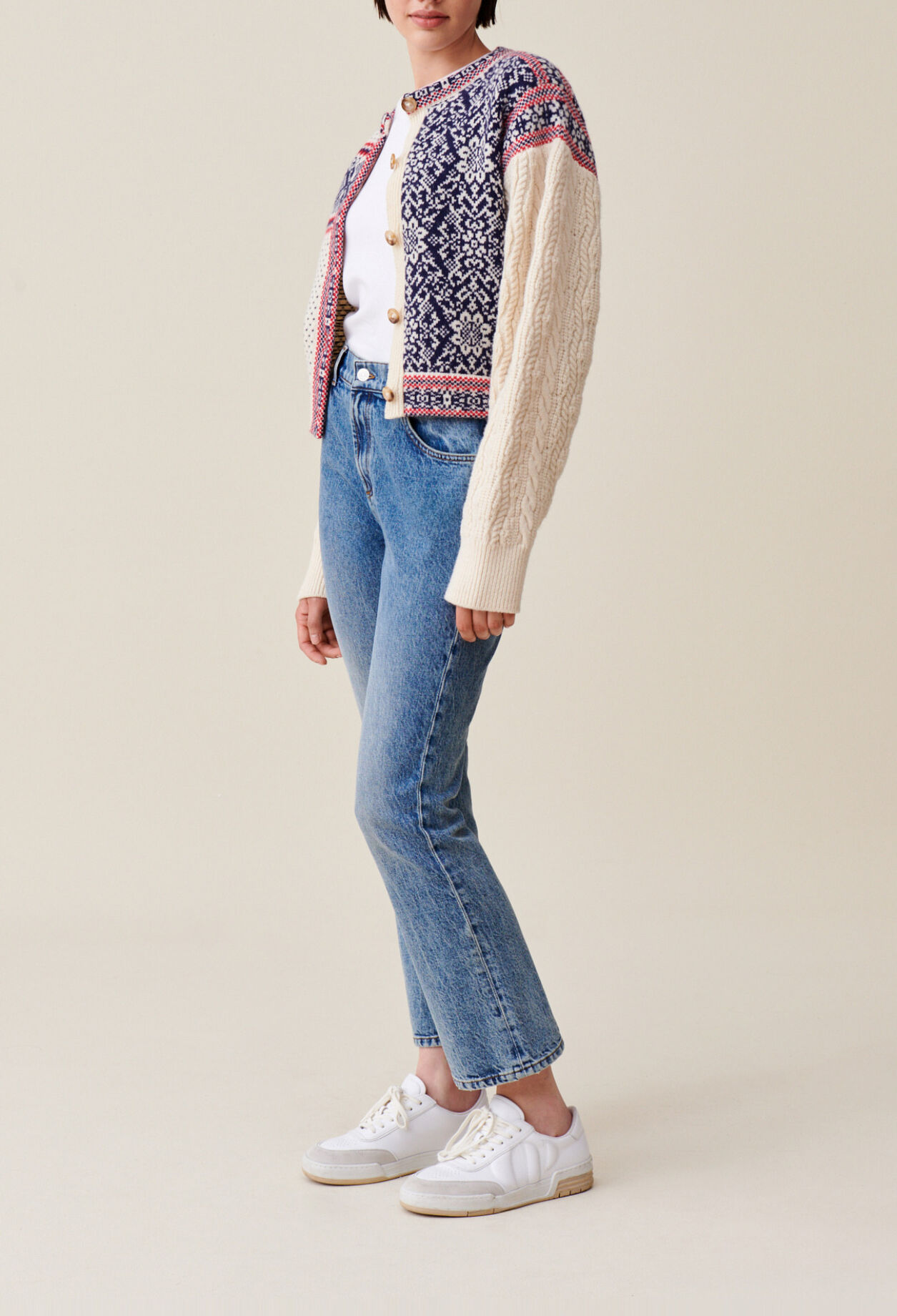 Cable-knit wool cardigan