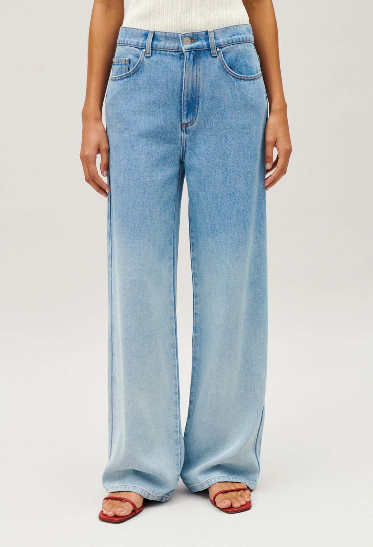 Blue baggy straight leg Michel jeans