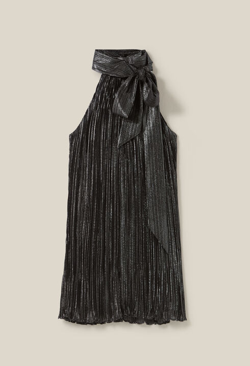 Silver pleated mini dress