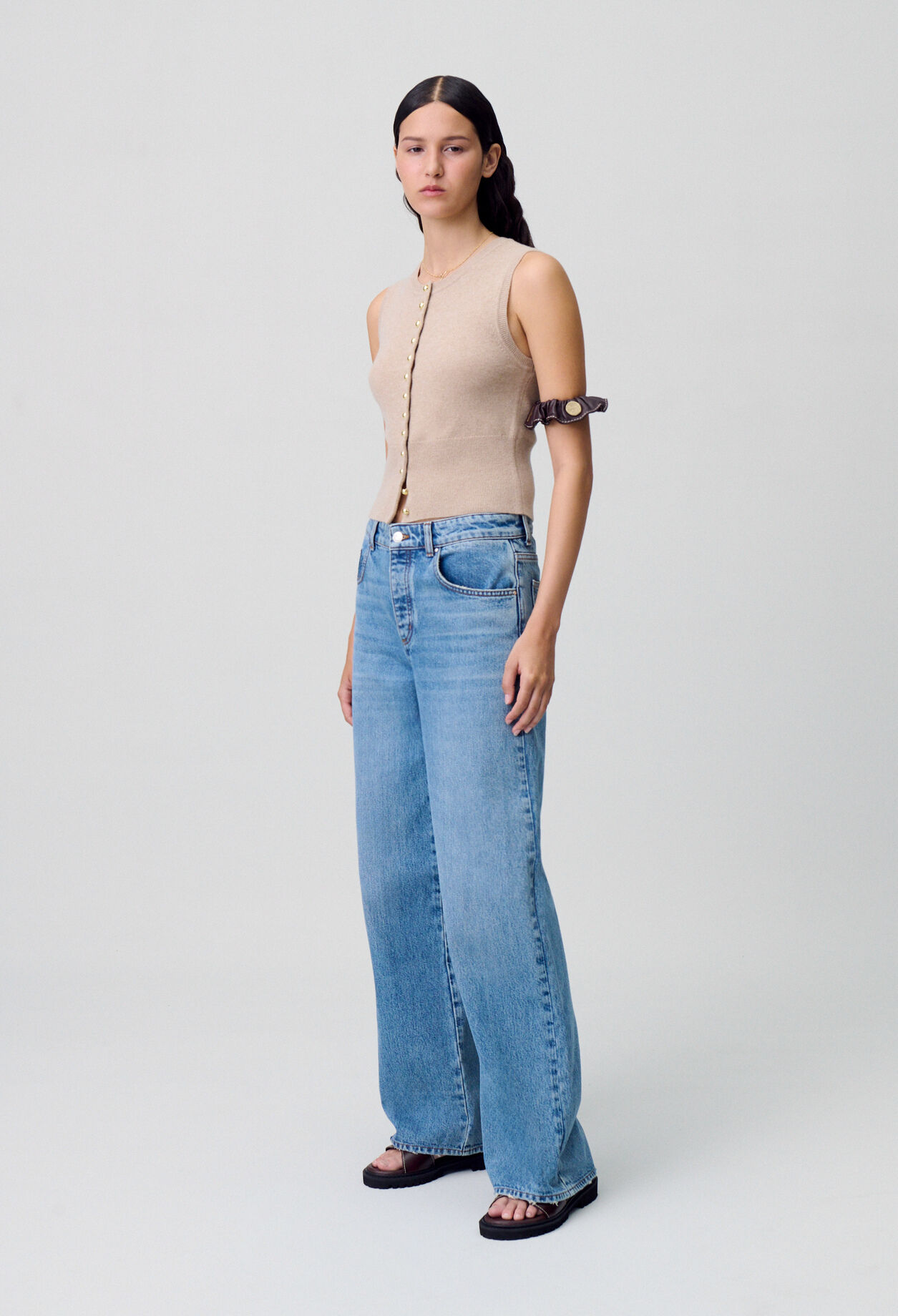 Wide-Leg Washed Denim Jeans Wide-Leg Washed Denim Jeans