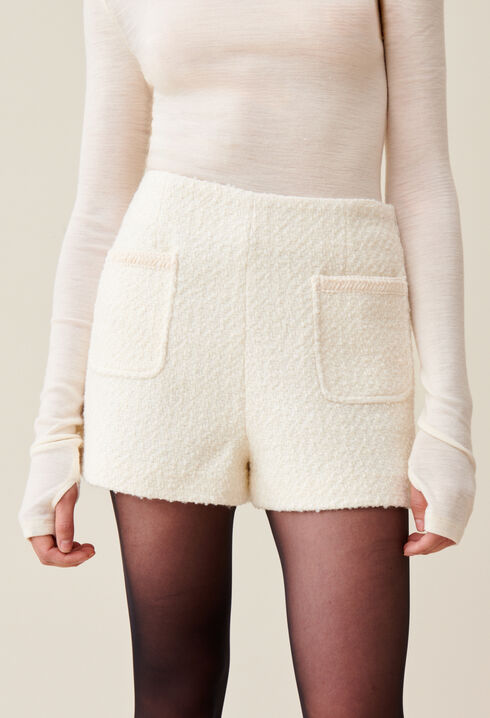 Ivory tweed shorts 