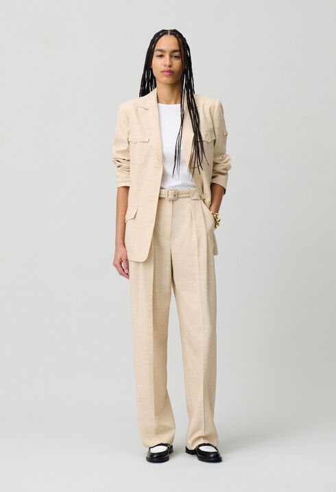 High-waisted wide-leg trousers