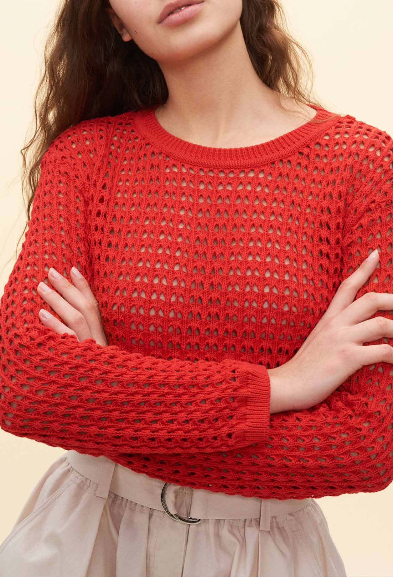 Red openwork sweater Red openwork sweater