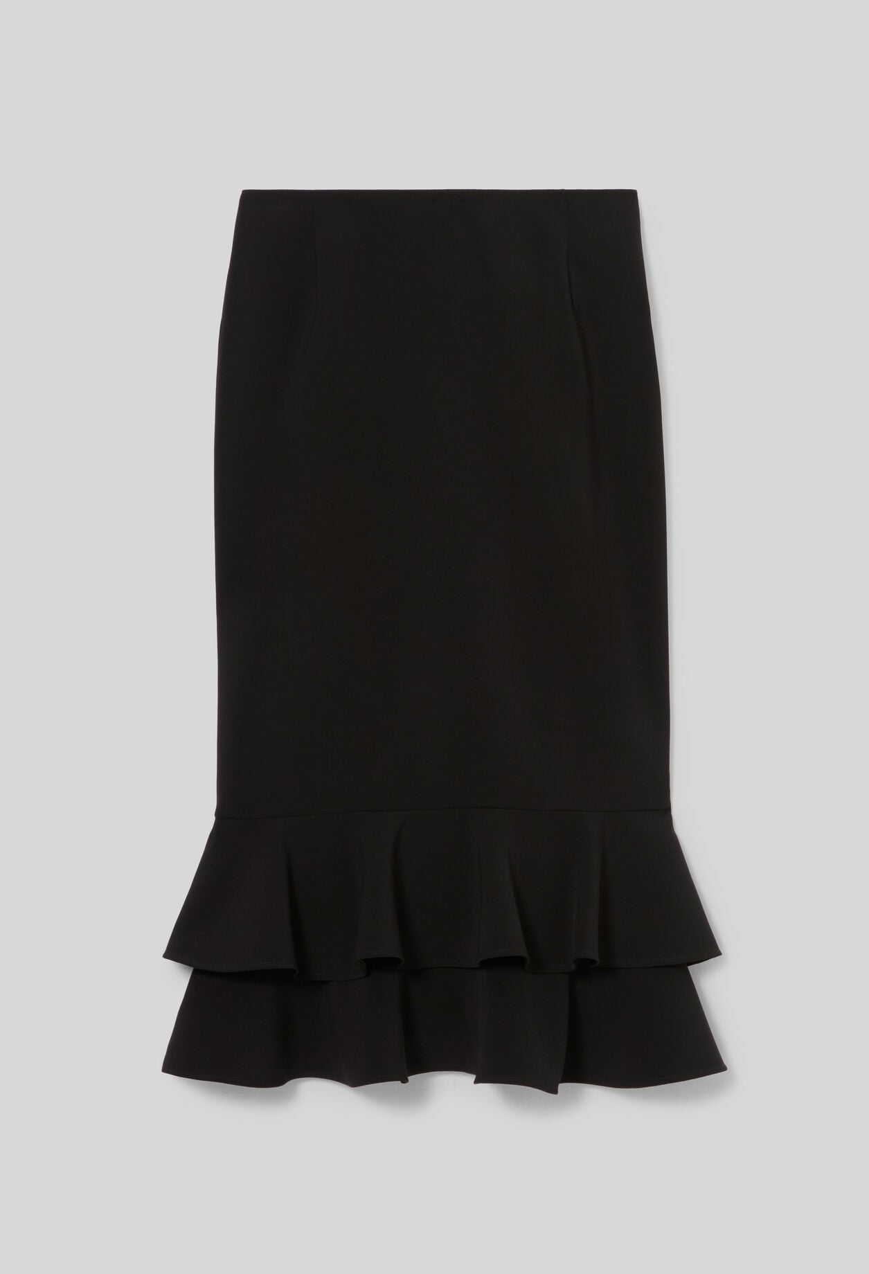 Flared ruffled midi skirt