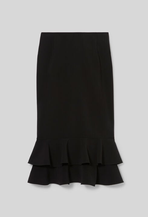 Flared ruffled midi skirt
