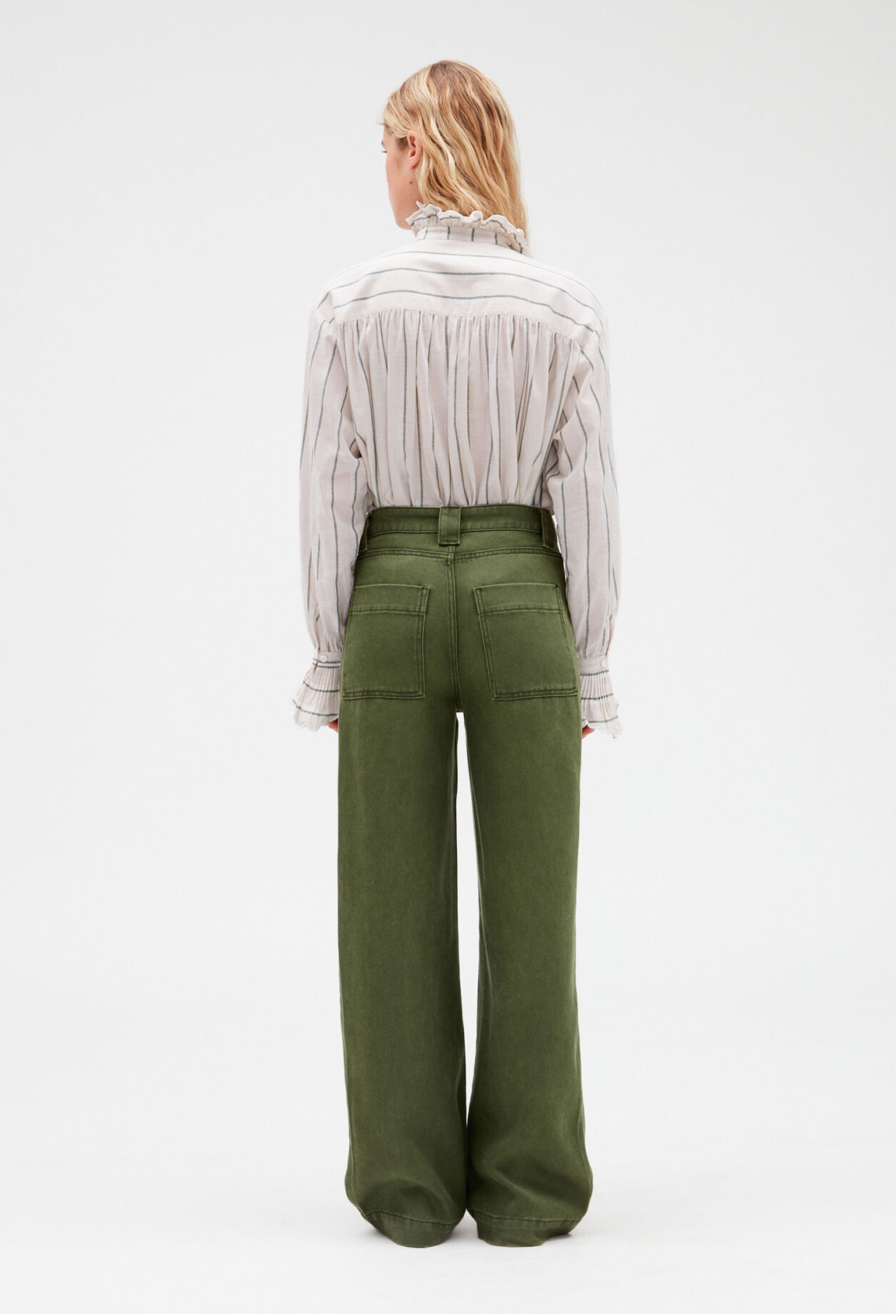 Wide khaki cargo trousers