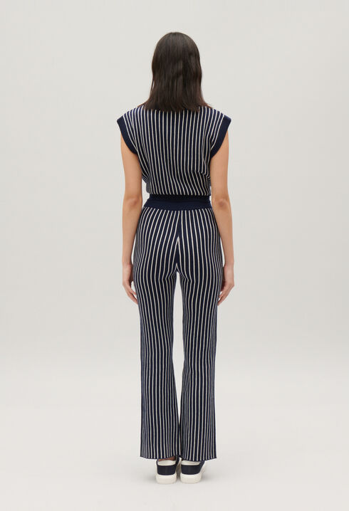 Stripy knit trousers