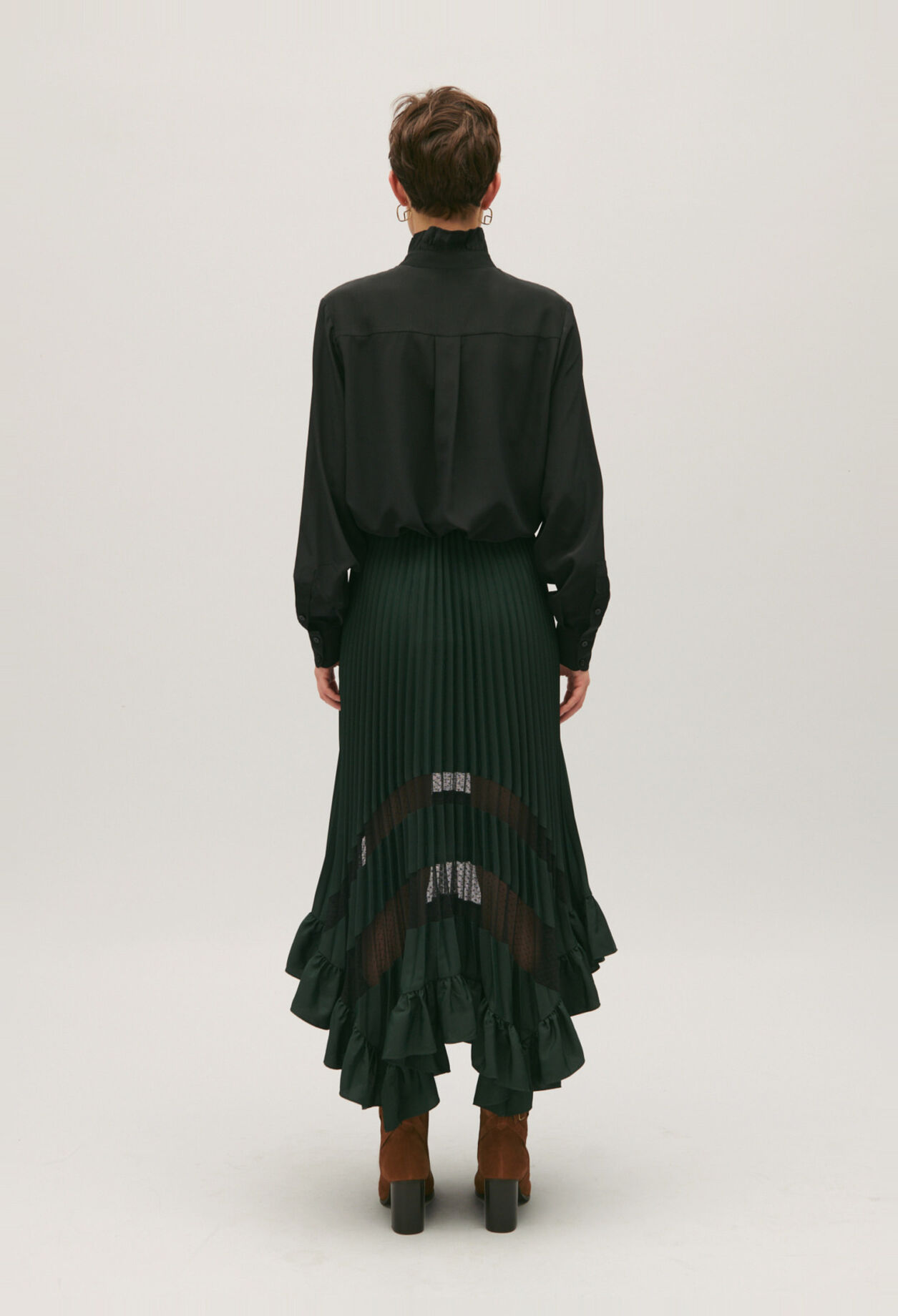 Pleated, ruffled mid-length skirt Pleated, ruffled mid-length skirt