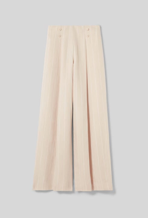 Wide tailored linen-blend trousers
