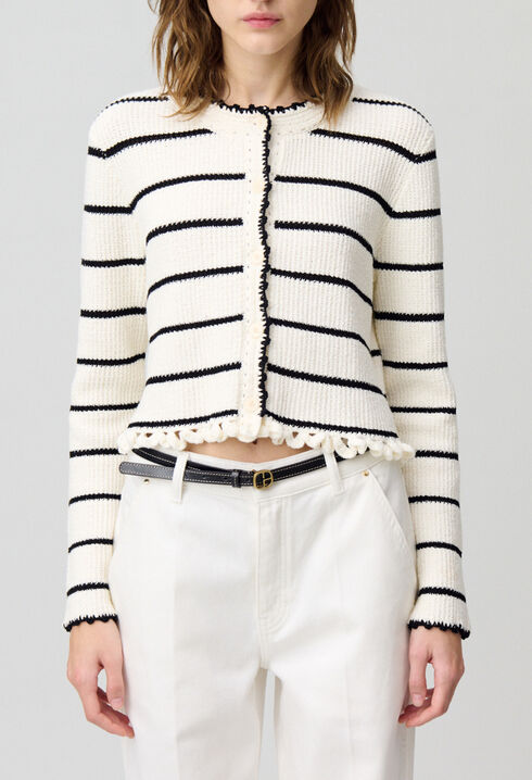 Fine knit striped cardigan