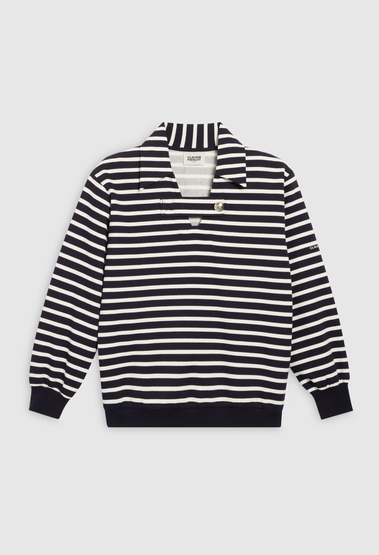 Striped polo collar knitter