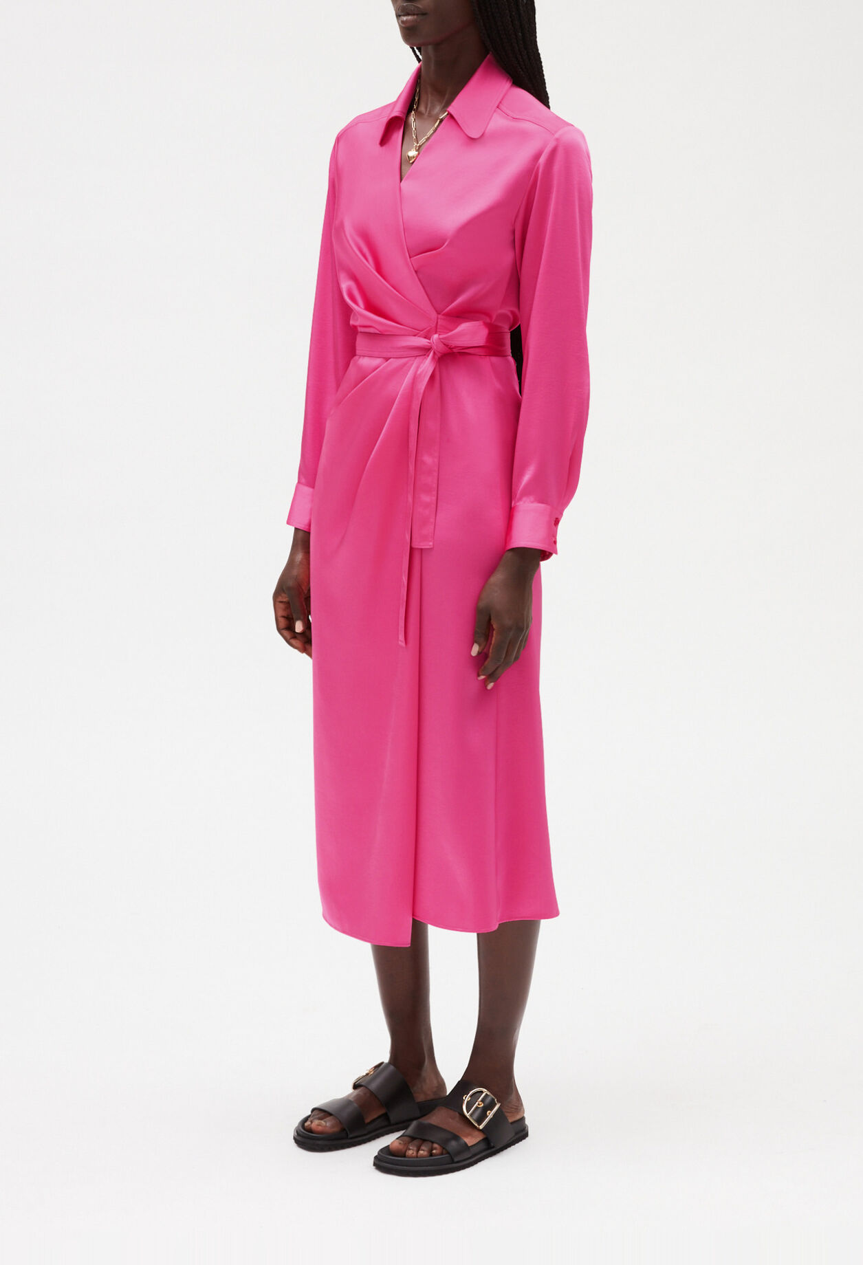 Pink mid-length wrap dress 