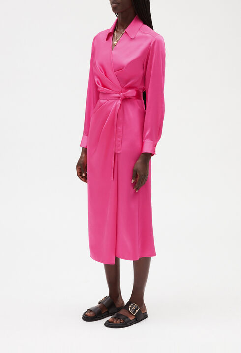 Pink mid-length wrap dress 