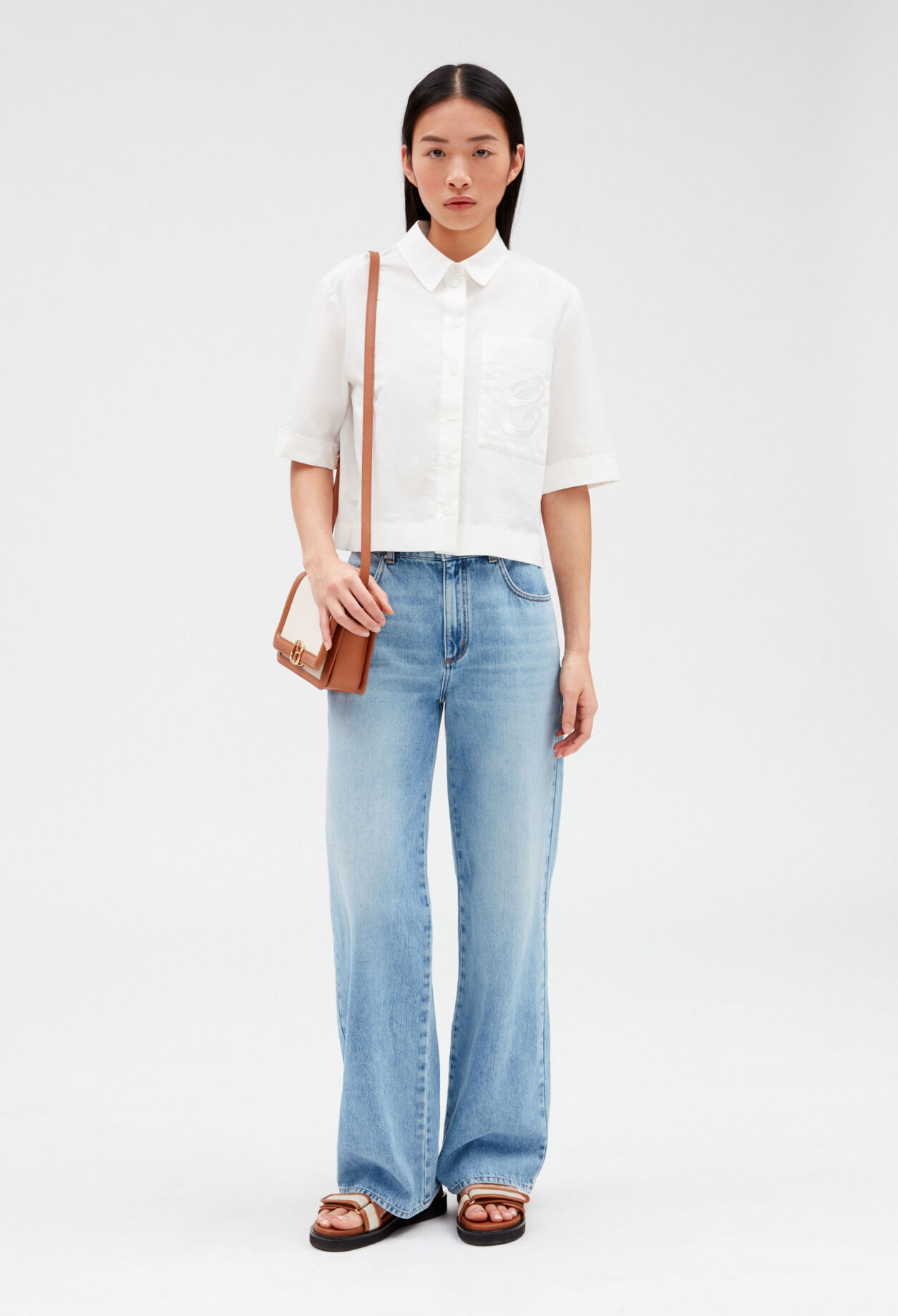 Off-white embroidered cropped shirt