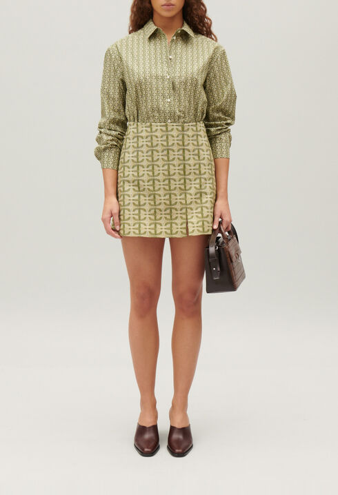 Short A-line skirt with monogram