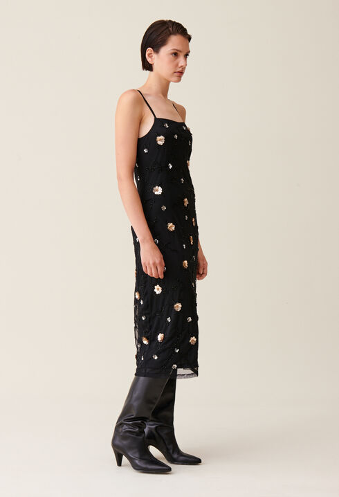 Flowy sequin-embroidered gown