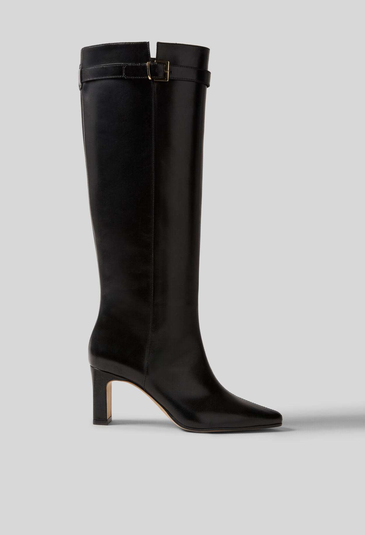High smooth waxed leather boots