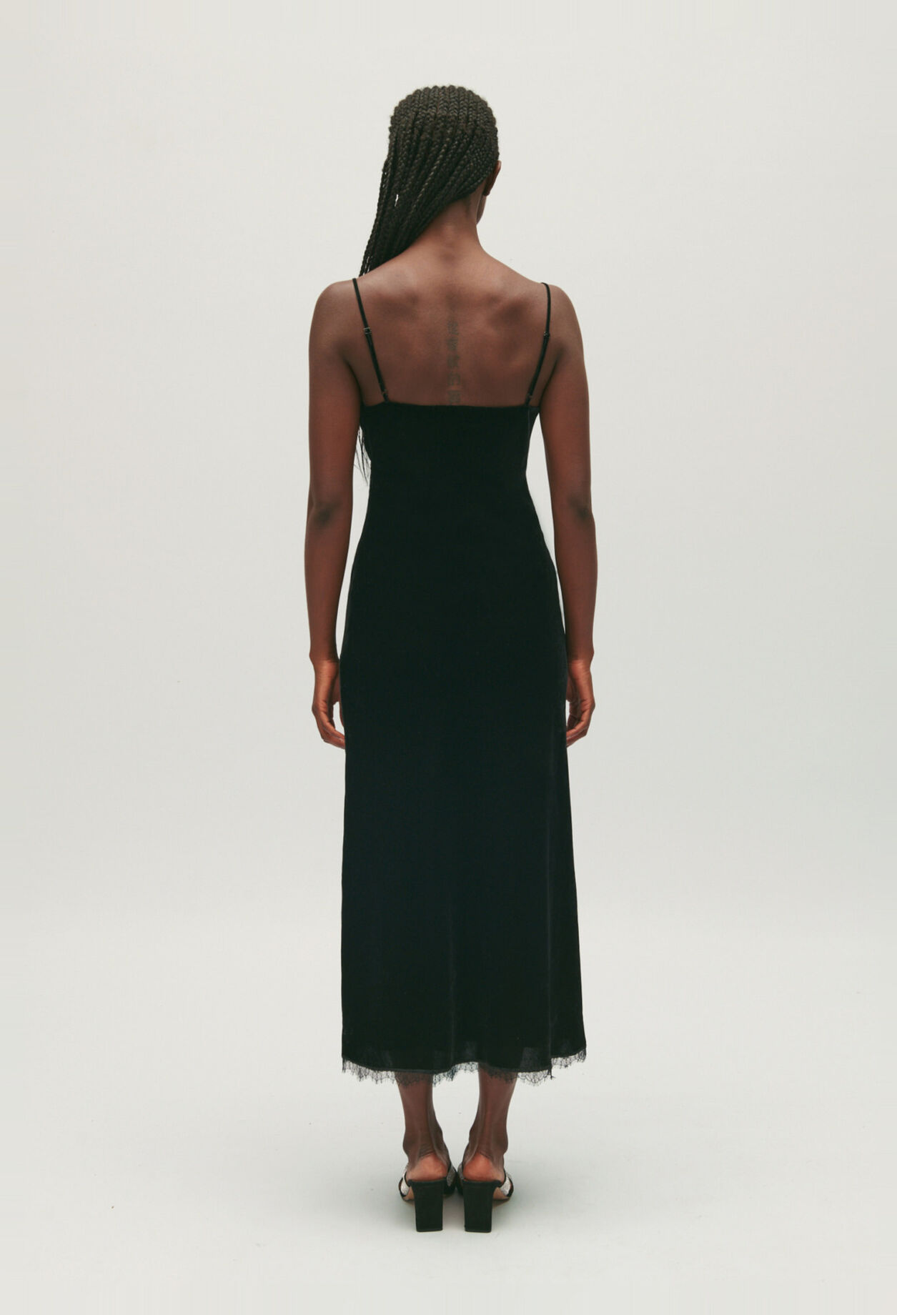 Black velour midi dress