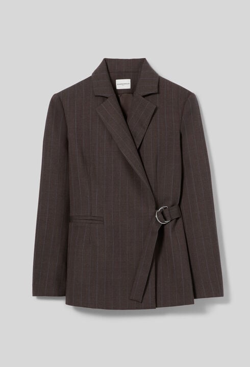 Striped double buckle suit jacket