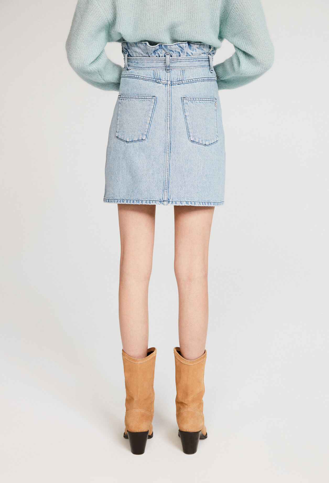 Straight fit organic cotton denim skirt