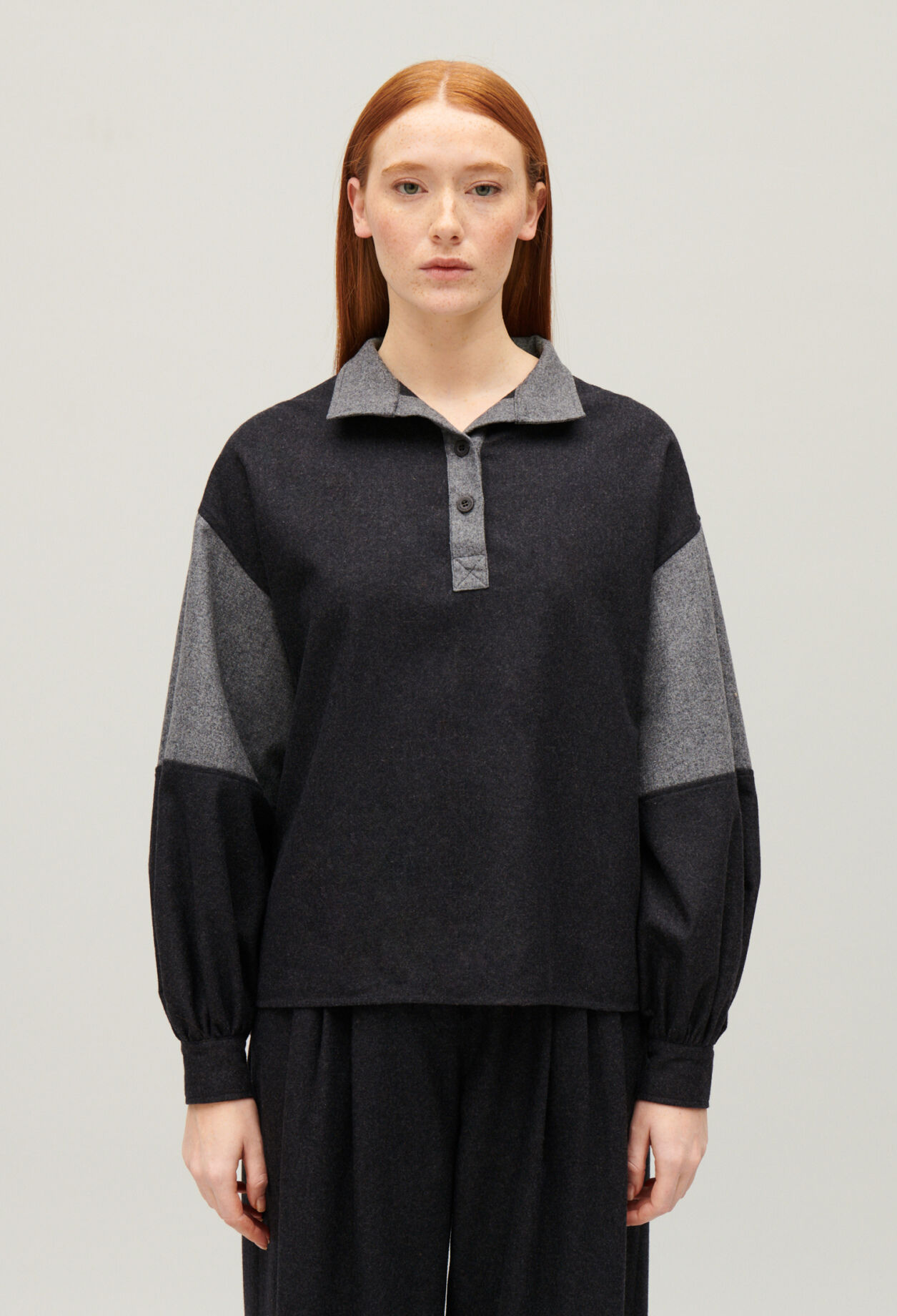 Dark grey loose-fit blouse