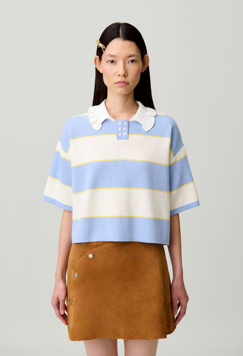 Striped knit polo
