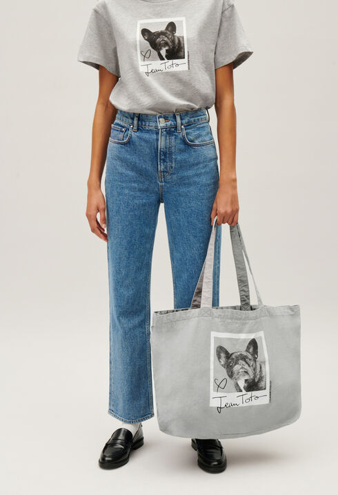 Marled grey canvas Jean Toto tote bag