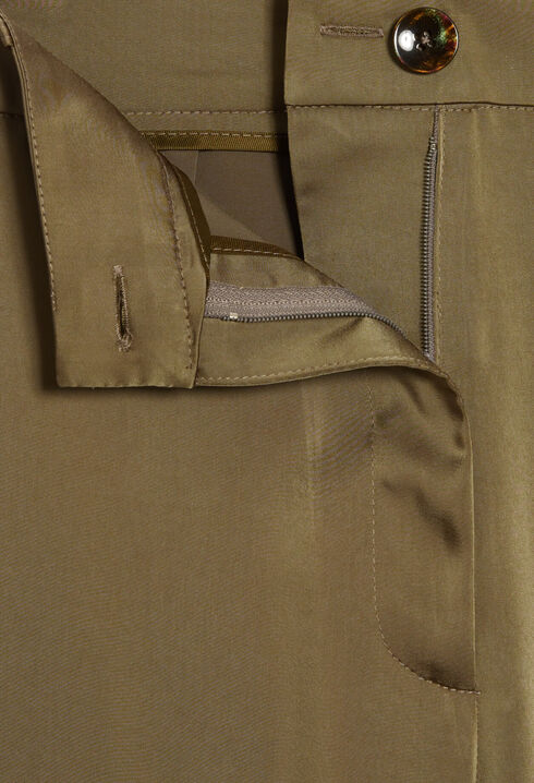 Khaki satin-effect floaty cargo trousers