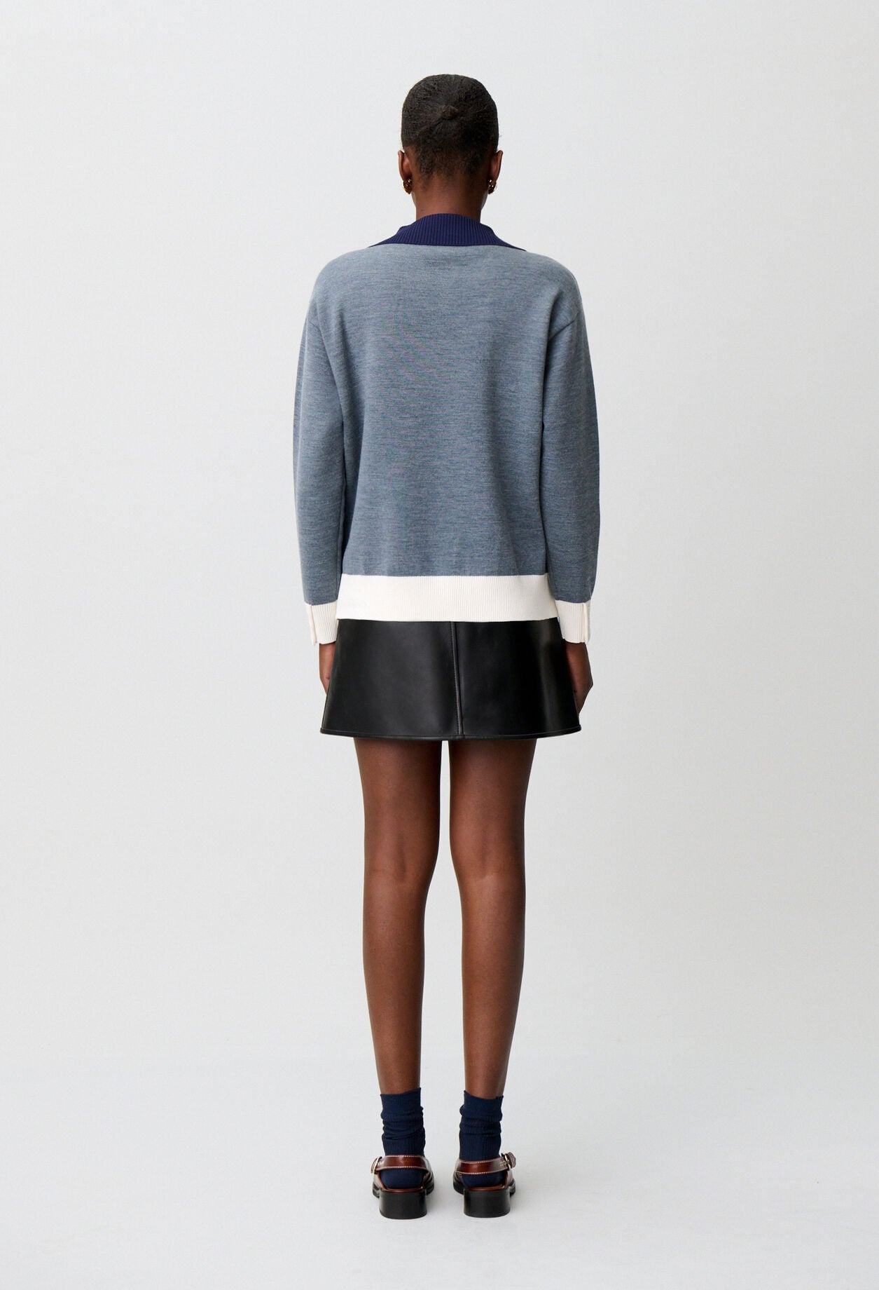 Contrast double collar knit jumper