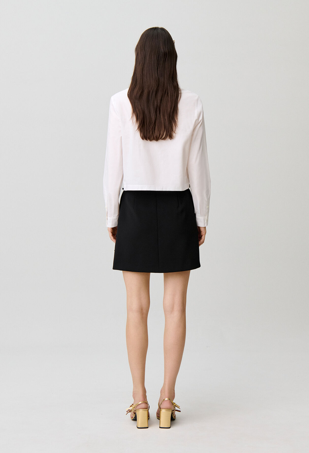 Straight flared skirt satin bows