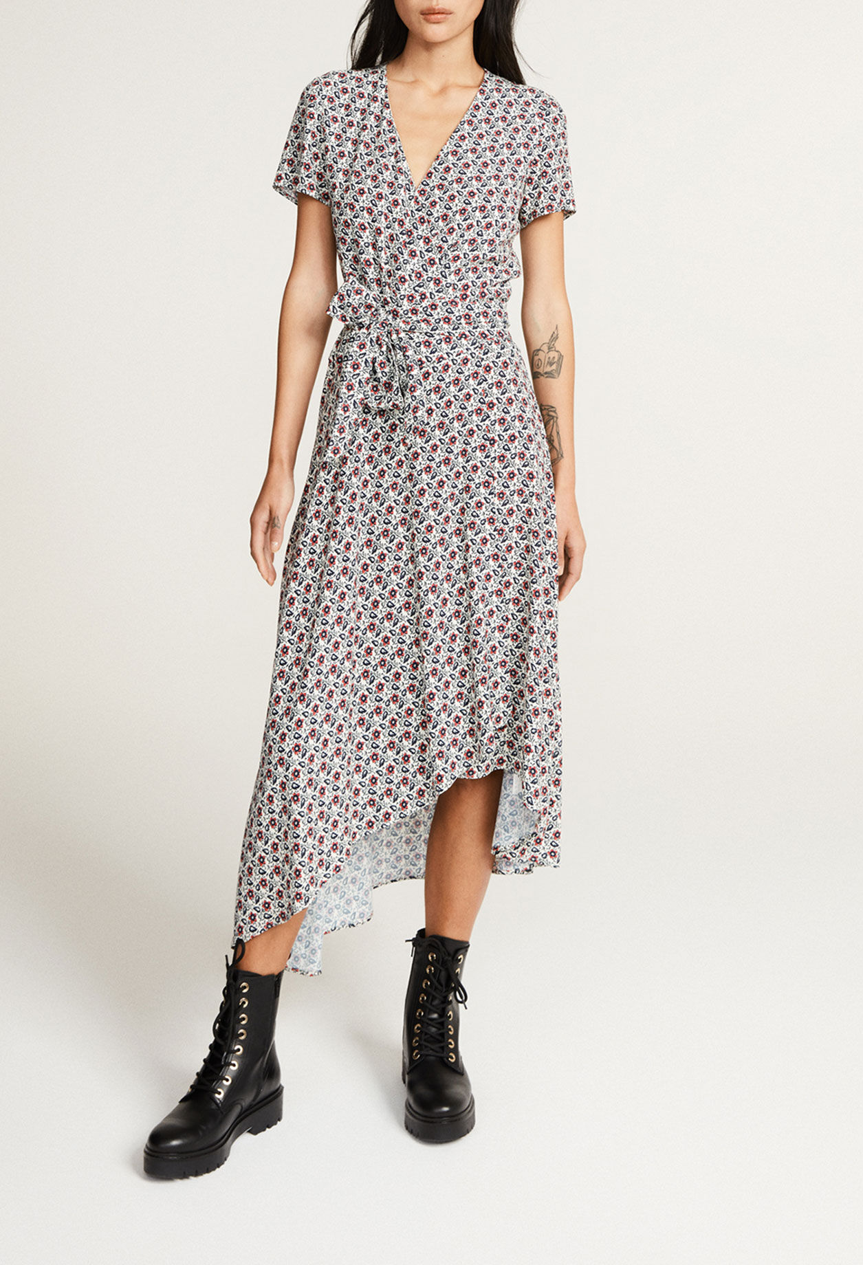 Floral pattern wrap-over dress Floral pattern wrap-over dress