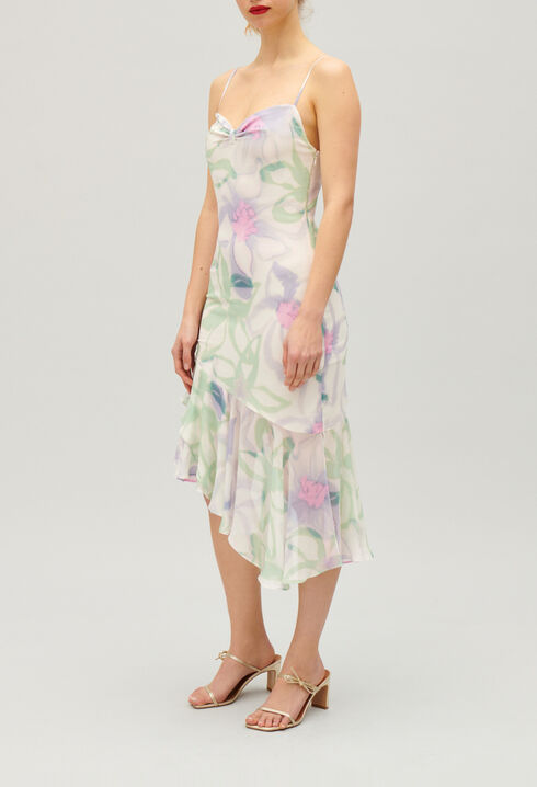 Silk printed midi dress