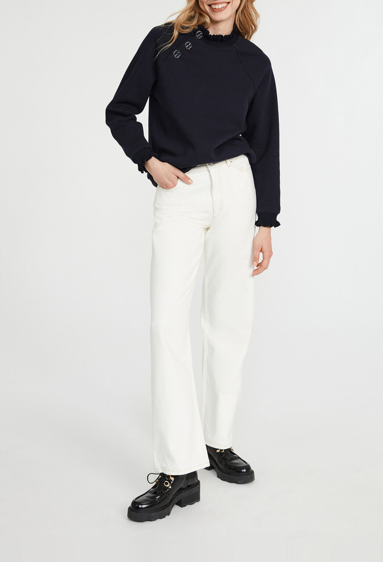 Sweatshirt à col volanté