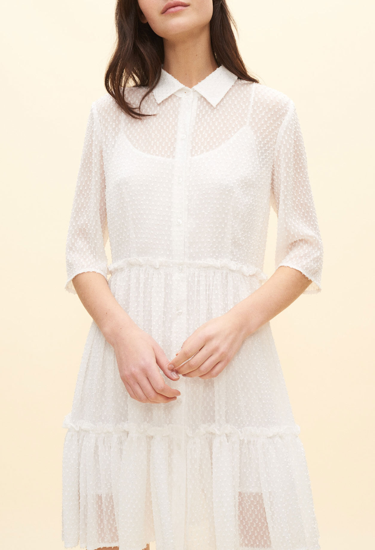 White dotted Swiss shirt dress White dotted Swiss shirt dress