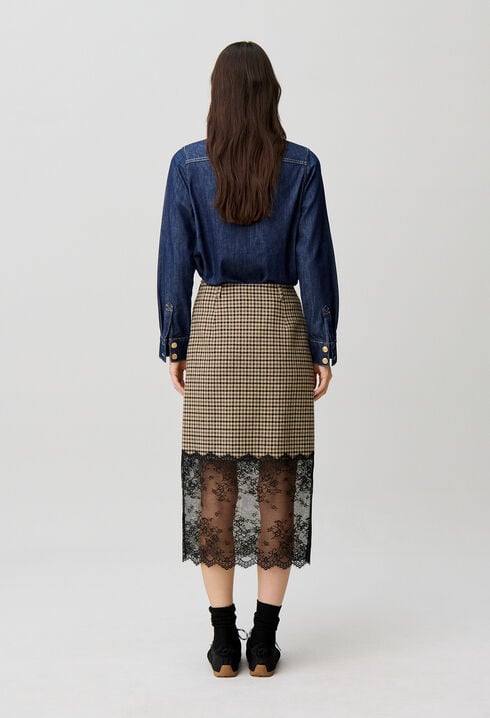 Straight checked skirt