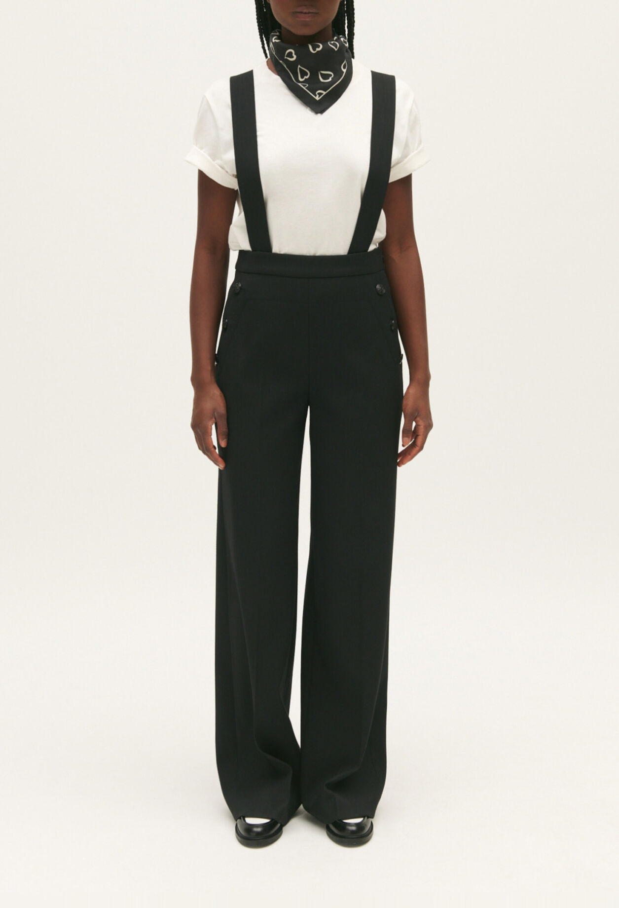 Black trousers with braces