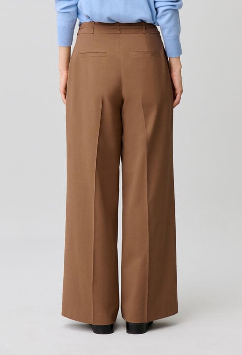 Wide-leg wool blend trousers