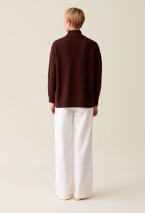 Brown zip-up high neck jumper