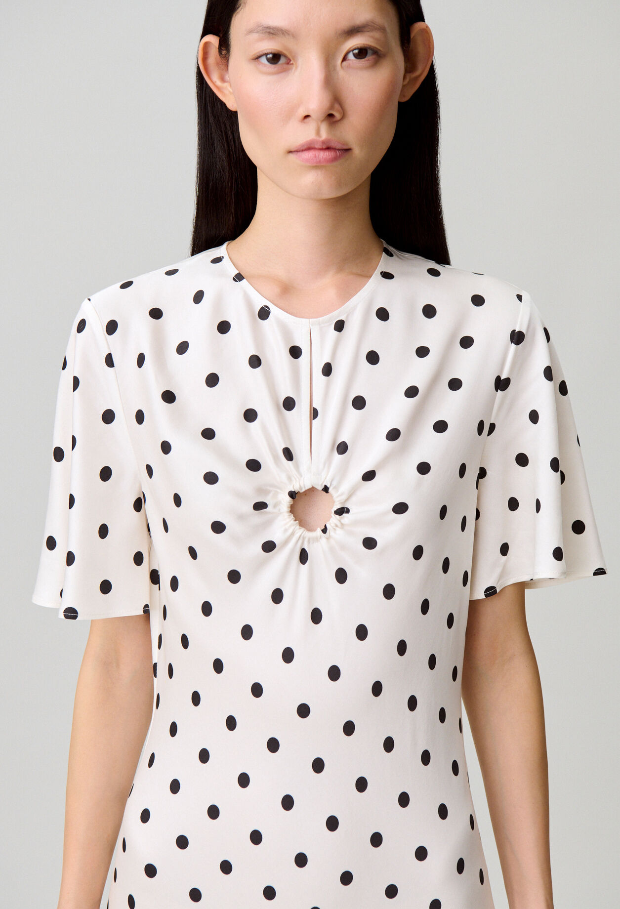 Satin polka dot maxi dress