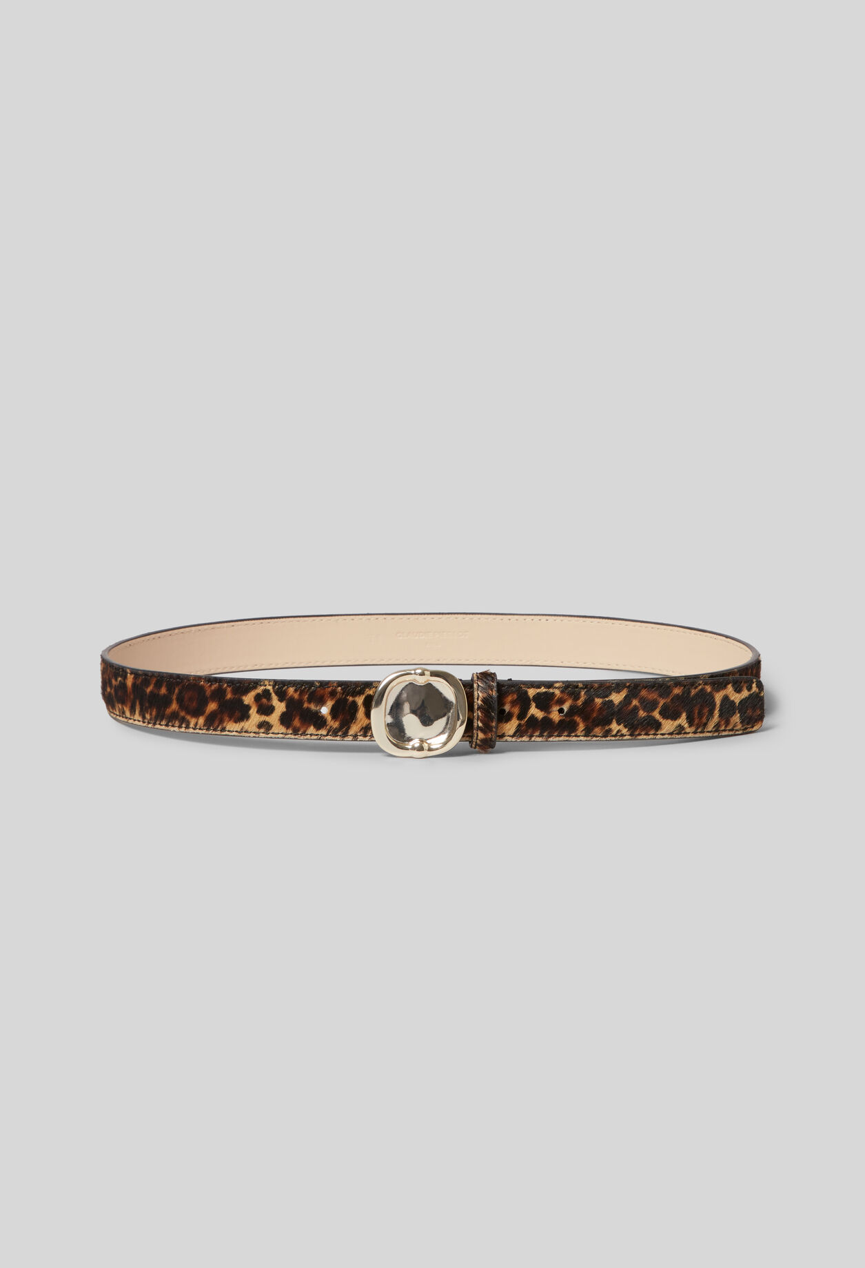 Leopard print leather belt