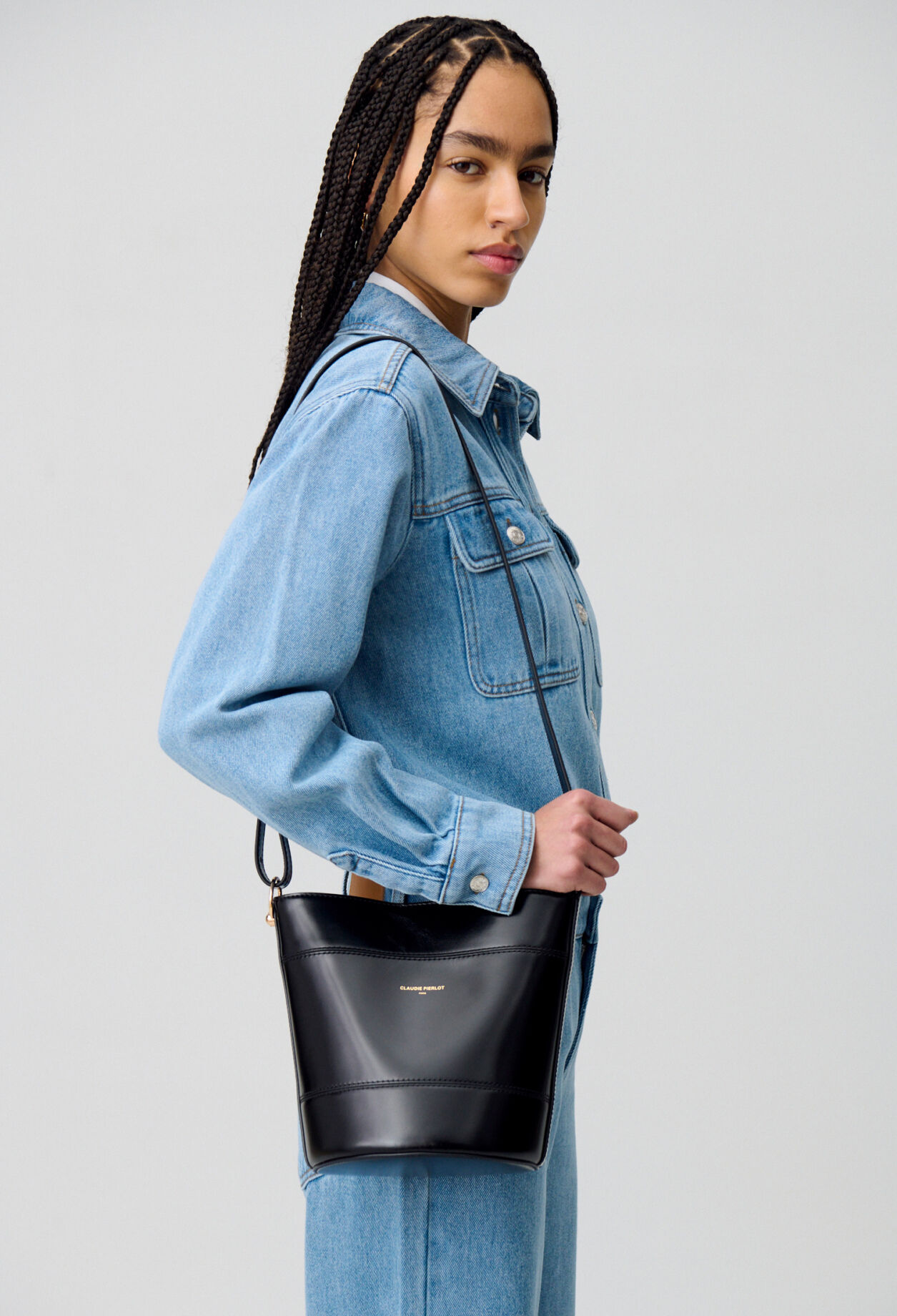 Solveig leather bucket bag