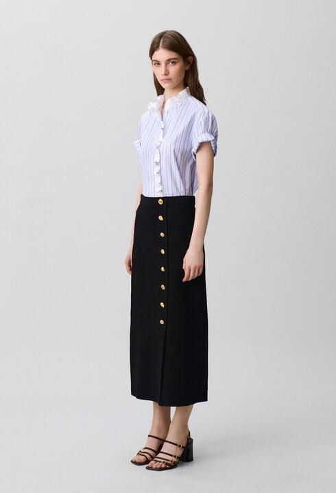 Fitted knitted midi skirt