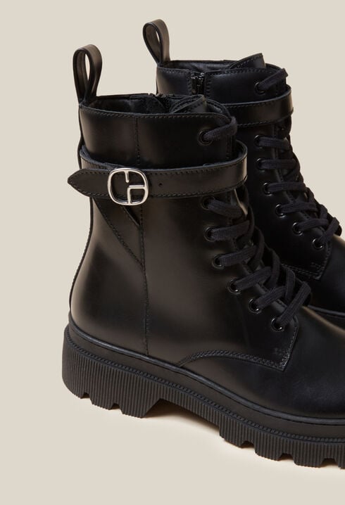 Leather combat boots