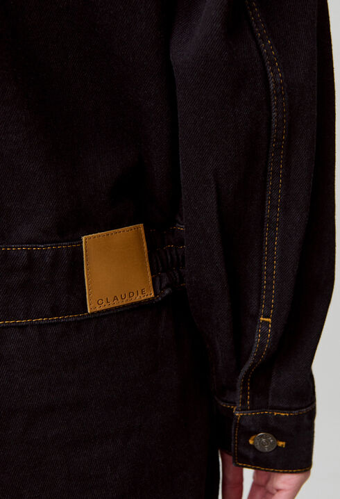 Contrast stitch black denim jacket 