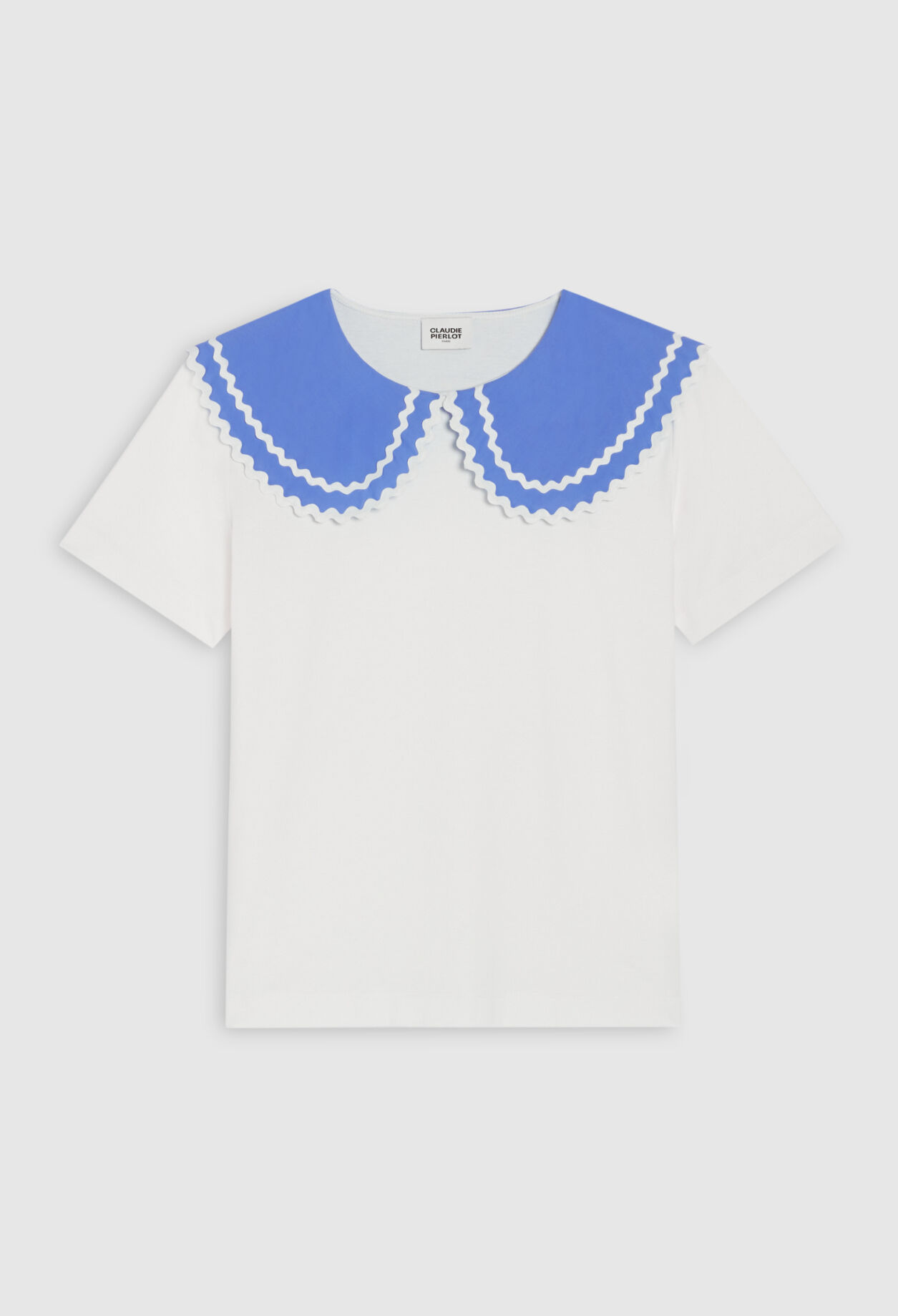 Ecru T-shirt with Peter Pan collar Ecru T-shirt with Peter Pan collar