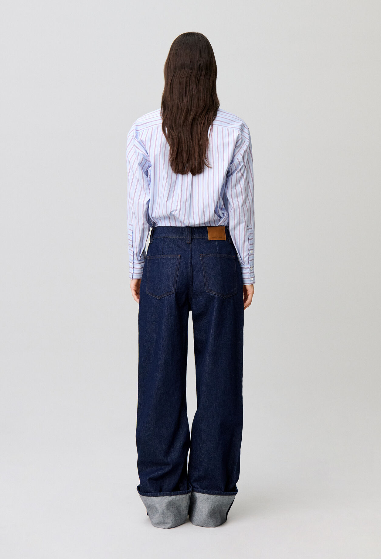 Wide-leg jeans embroidered cuffs