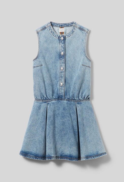 Washed flared denim dress