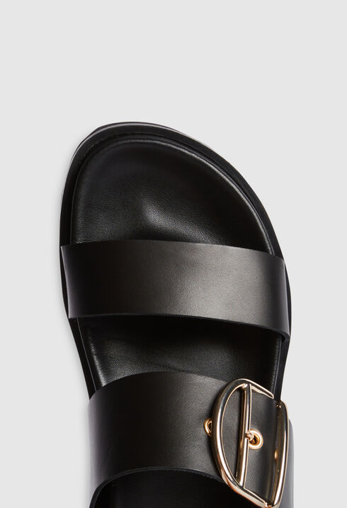 Black leather sandals