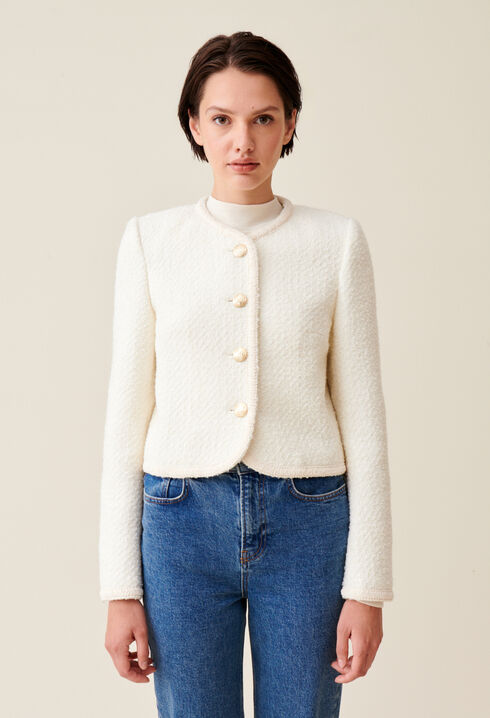 Short ivory tweed jacket 